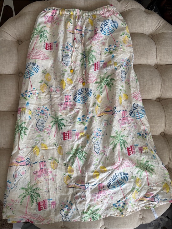 Calypso St. Barth Dresses & Skirts - Calypso St. Barth Ivory Midi Skirt with Pink, Blue, Yellow & Green Print